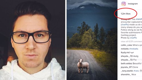 STORT: Steffen Fossbakk ble både overrasket og veldig glad da han oppdaget at Instagrams offisielle Instagram-profil hadde repostet innlegget hans.