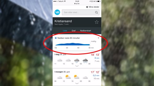 REGNVÆR: Yr lanserte i dag en ny funksjon som kan gjøre sommeren din bedre.