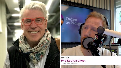 GJEST: Finn Schjøll var frokostgjest i P4s Radiofrokost. Øystein fyrte løs med spørsmål...