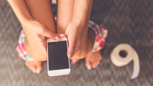 MANGE GJØR DETTE: Svært mange nordmenn tar med mobilen på toalettet.